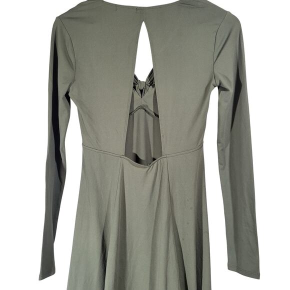 GB Olive Tie‎ Front Cutout Mini Dress XS NWT | Long Sleeve Flowy Fit - Picture 4 of 12
